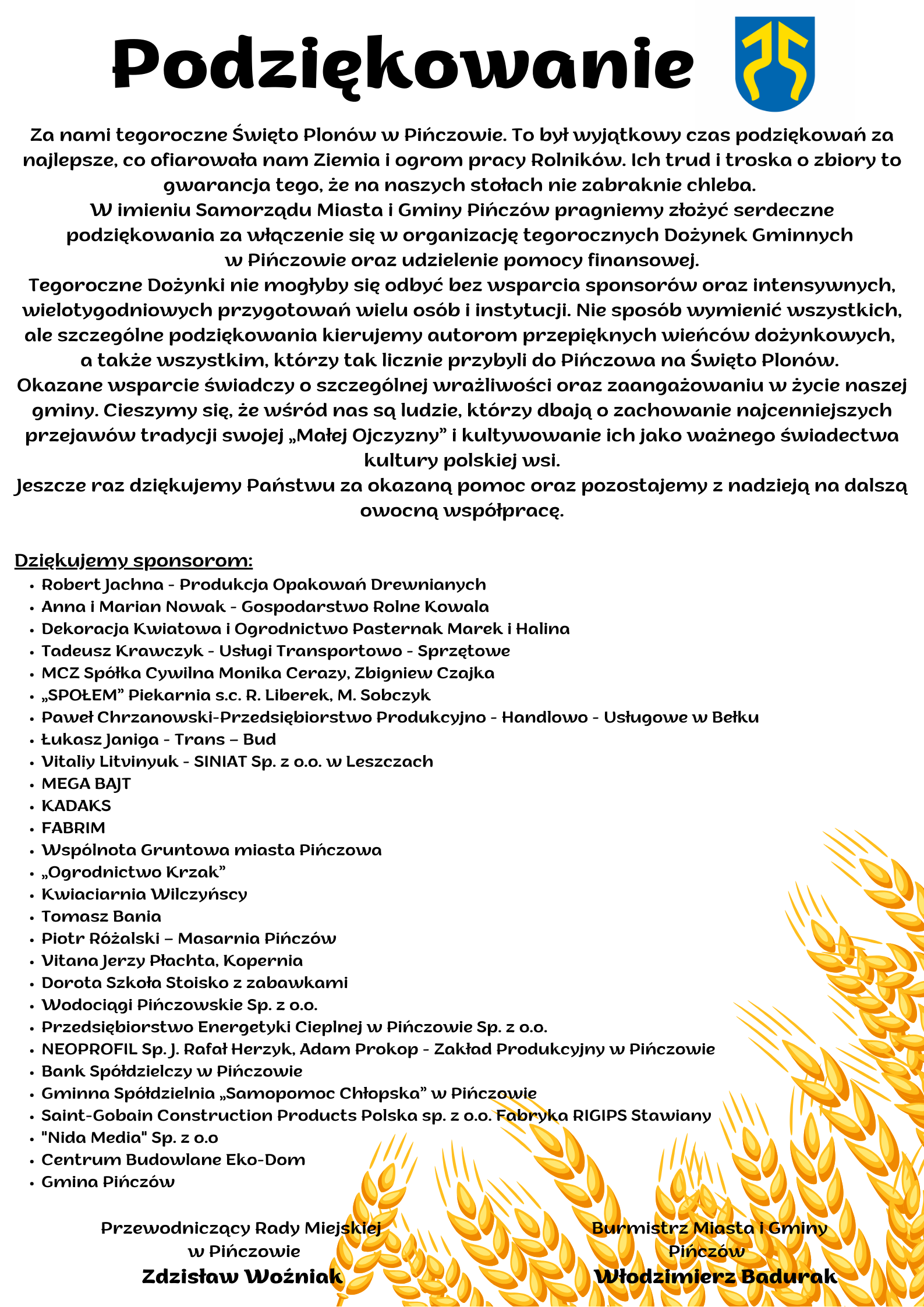 podziękowanie_organizacja_dożynek_ok