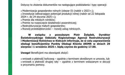 Zdjęcie do ARiMR informuje