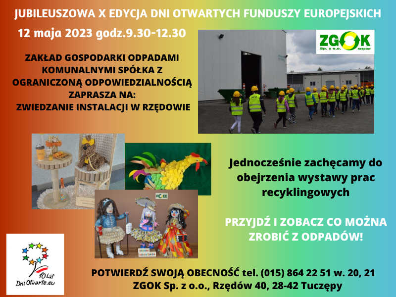 Plakat Zaproszenie na&nbsp;zwiedzanie Zakładu Gospodarki Odpadami Komunalnym